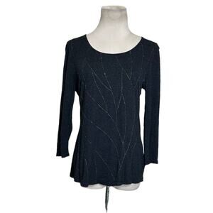 Coldwater Creek gray embellished 3/4 sleeves casual top size Small